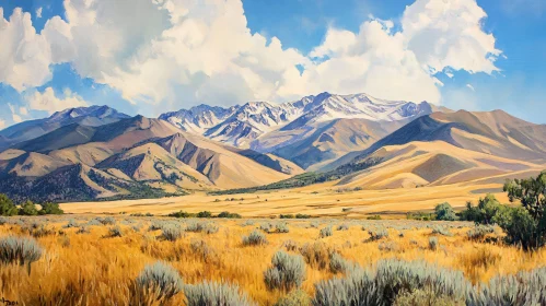 Majestic Mountain Scenery with Dry Field