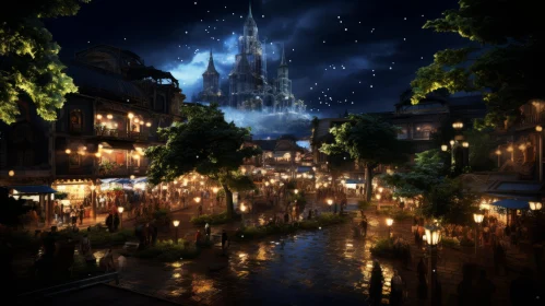 Enchanting Night View of Disneyland's Fairytale Village