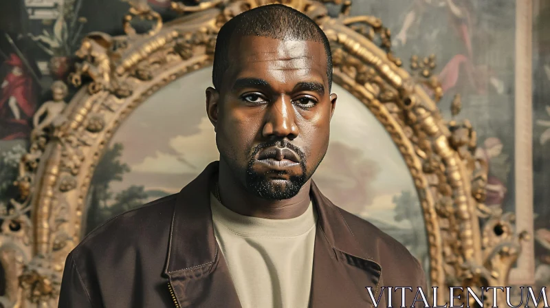 AI ART Kanye West Portrait with Classical Artistic Backdrop