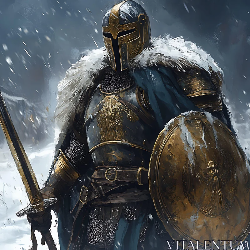 AI ART Medieval Knight in Armor Digital Painting