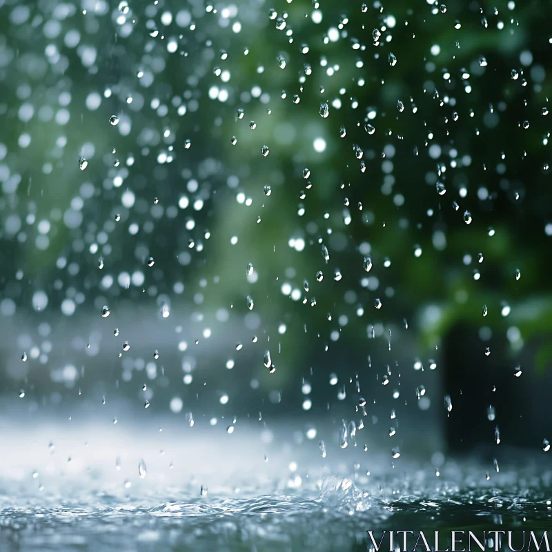 Rainy Weather with Water Droplets AI Image