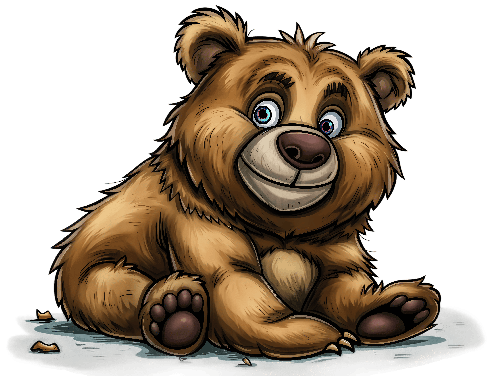 Friendly Cartoon Brown Bear Illustration POD Design