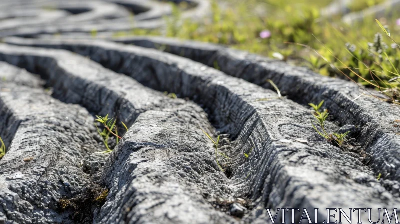 Mesmerizing Limestone Pavement: A Close-Up of Nature's Masterpiece AI Image