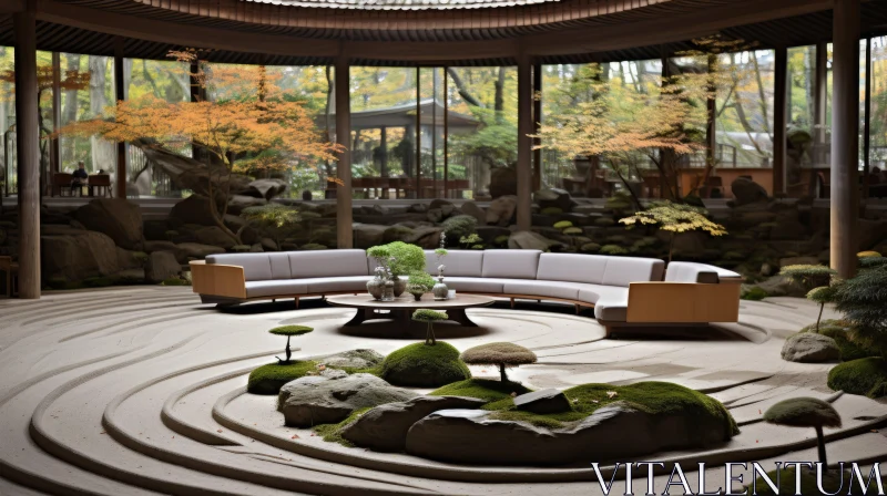 Serene Japanese Garden Interior: A Celebration of Nature and Minimalism AI Image