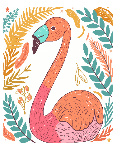 Tropical Flamingo Illustration for Apparel Design