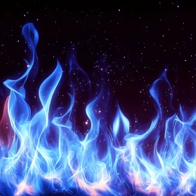 Intense Blue Fire in the Darkness