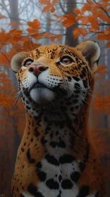 Leopard in Fall Leaves