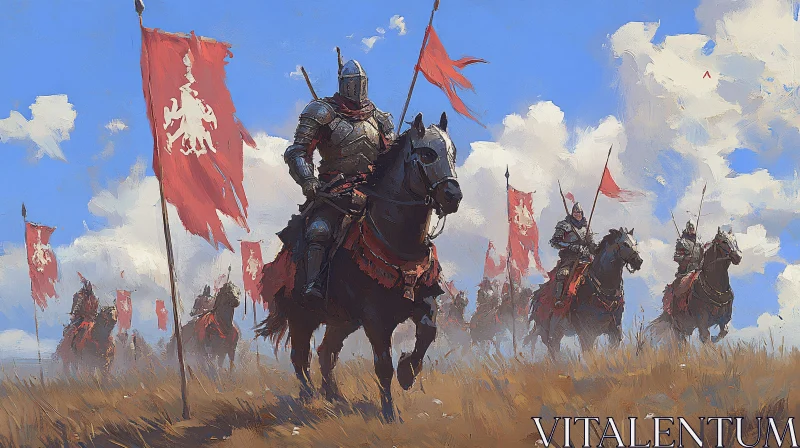 AI ART Medieval Knights Riding into Battle