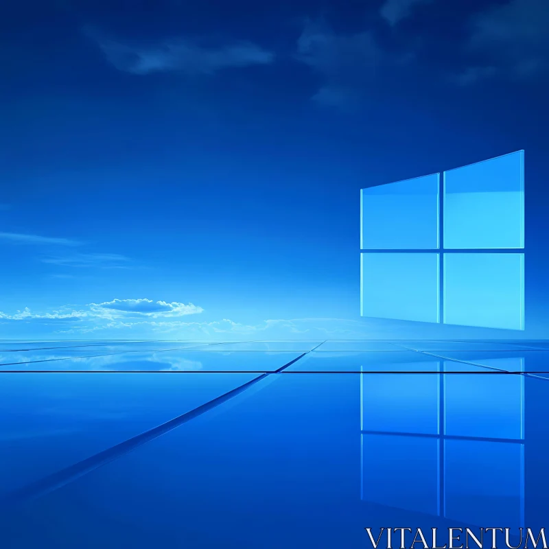 Geometric Reflections in Blue Sky AI Image