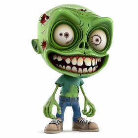 3D Rendered Cartoon Zombie in Menacing Pose