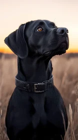 Labrador Dog in Sunset Glow