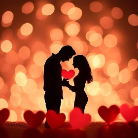 Silhouette Couple Holding Heart