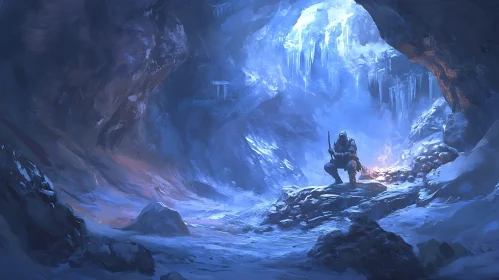 Icy Cave and Mysterious Figure