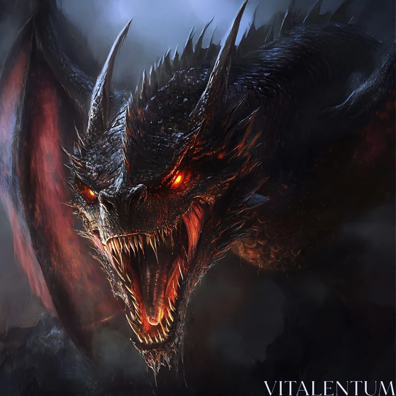 AI ART Dragon with Red Eyes