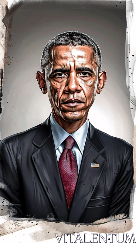 AI ART Digital Art of Barack Obama's Serious Expression