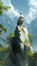 Eagle Overlooking Mountain Panorama