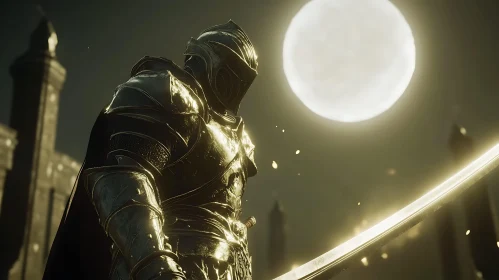 Armored Knight Under the Moon