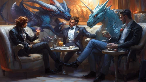 Fantasy Men's Club with Dragons