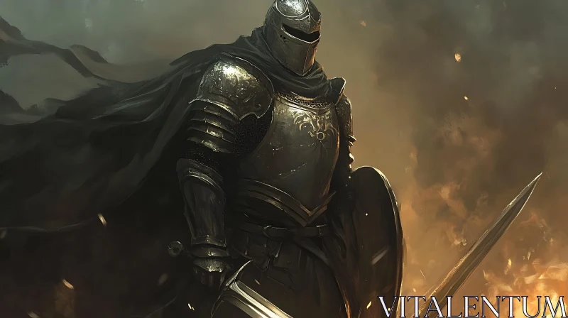 Medieval Knight in Shining Armor Artwork AI Image