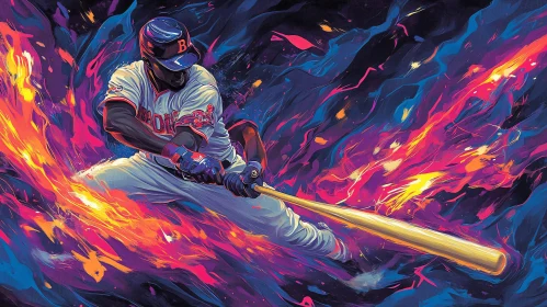 Baseball Player Action Art