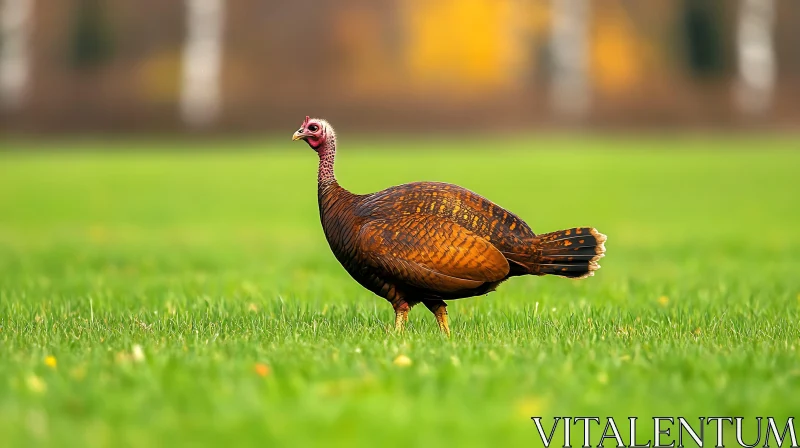 Turkey Portrait on Green Meadow AI Image