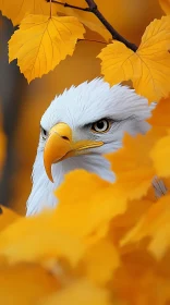Majestic Eagle Amidst Golden Leaves