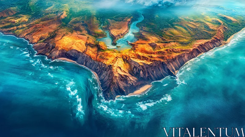 AI ART Aerial View of Vibrant Island Landscape