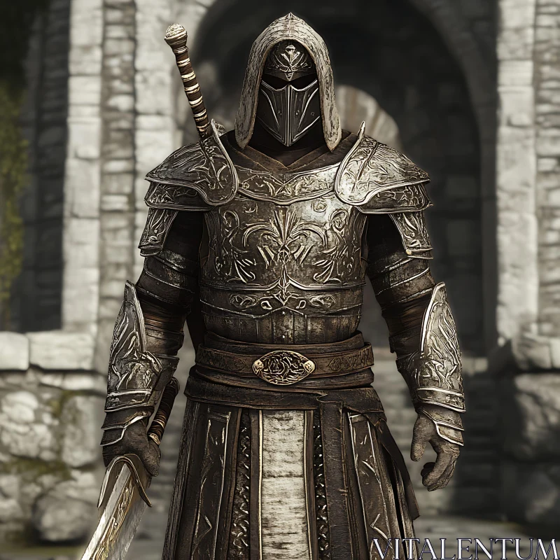 Warrior in Ornate Armor AI Image