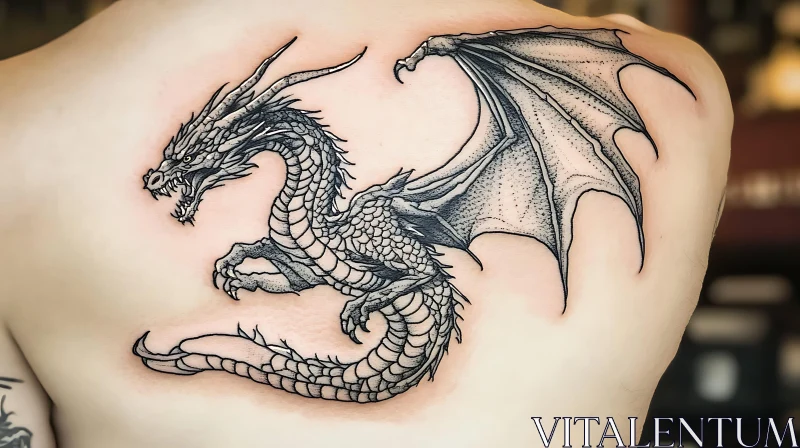 Detailed Dragon Ink Body Art AI Image