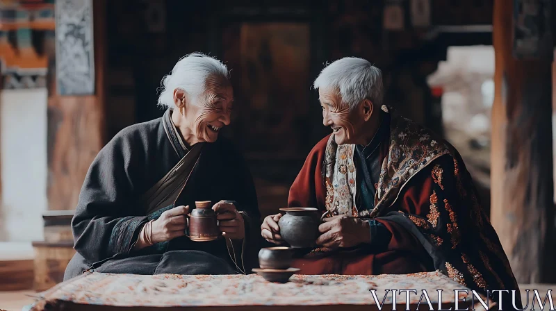 Elderly People Sharing a Moment AI Image