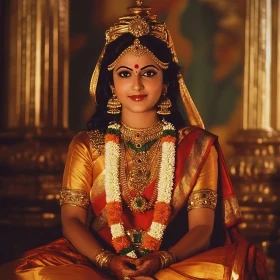 Portrait of Woman with Golden Jewelry
