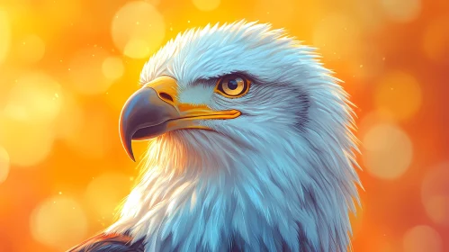 Eagle with Golden Bokeh Background