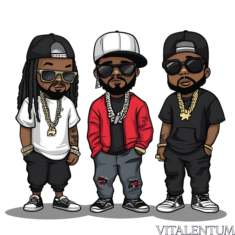 AI ART Hip-Hop Cartoon Character Trio