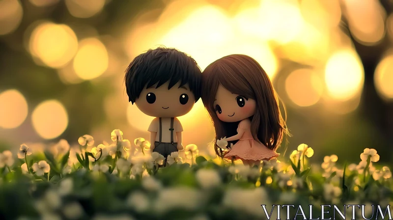 AI ART Cartoon Love in Golden Sunlight