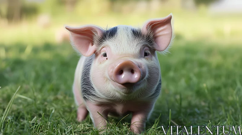 Cute Piglet Outdoors AI Image