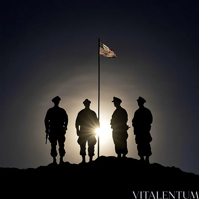 Military Silhouette with American Flag AI Image