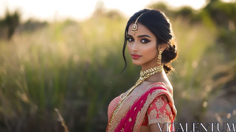 Indian Woman with Traditional Jewelry AI Image