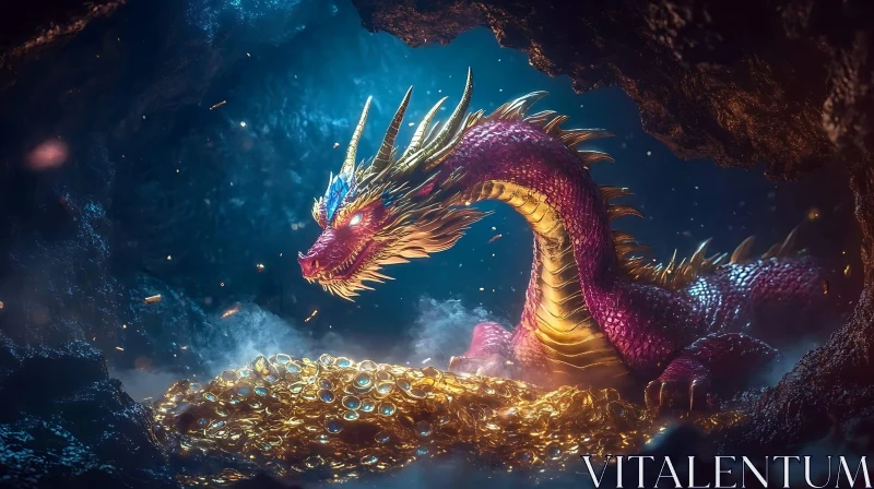 Legendary Dragon in Cave of Wonders AI Image