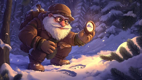 Winter Forest Character with Compass