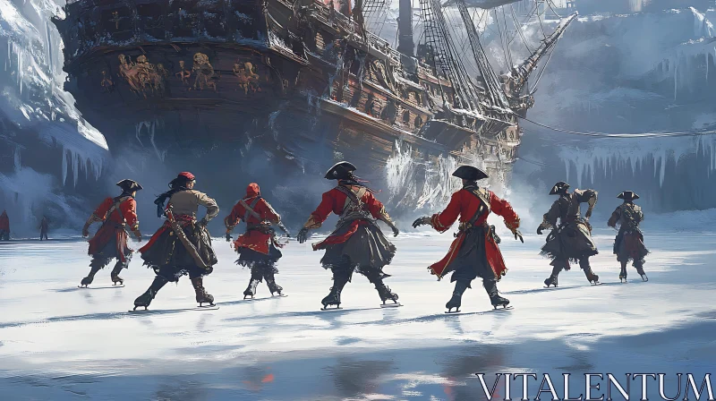 Pirates Glide Across Frozen Waters AI Image