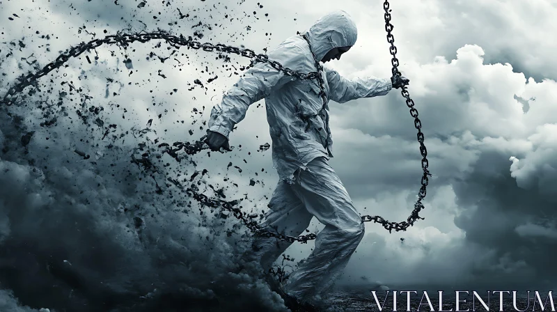 AI ART Man Breaking Free From Chains