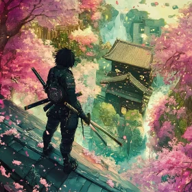 Warrior in a Blossom Dreamscape