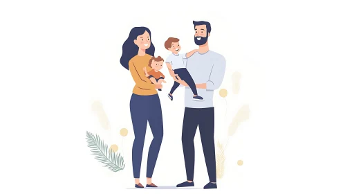 Illustration of Happy Family Together