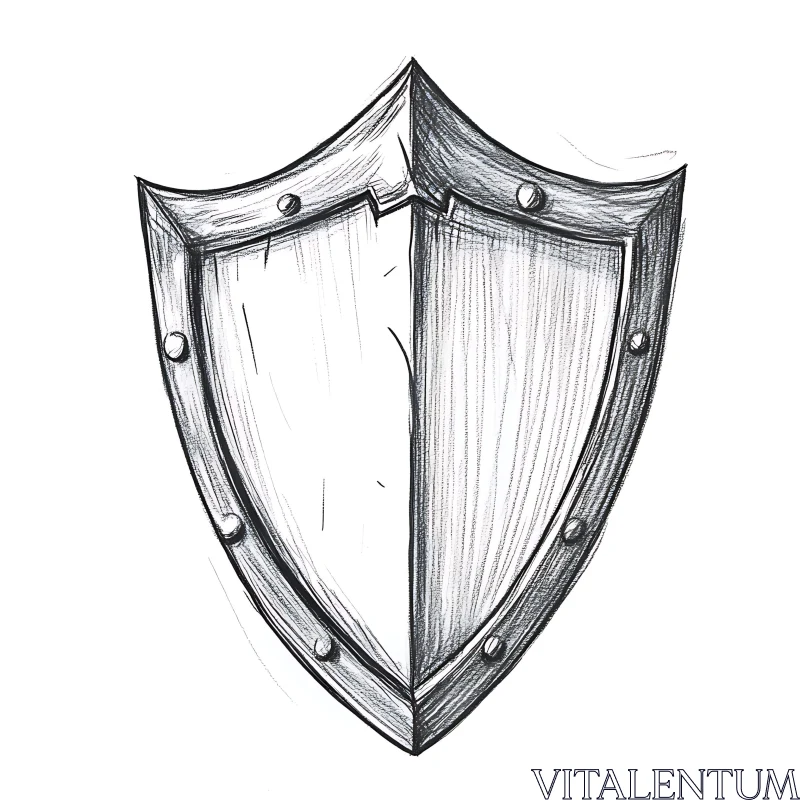 Protective Shield Sketch in Black and White AI Image