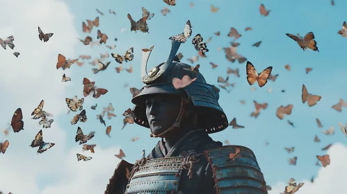 Butterfly Samurai Statue