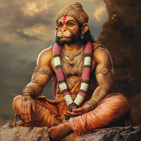 Meditative Hanuman: A Spiritual Art Piece