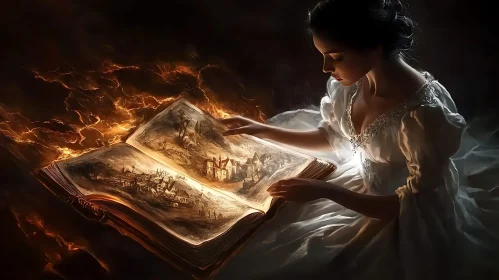 Enchanting Tale: Woman and the Magical Book