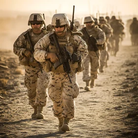 Army Patrol in Sandy Terrain