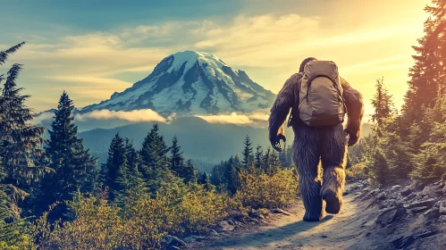 Furry Hiker in Scenic Wilderness