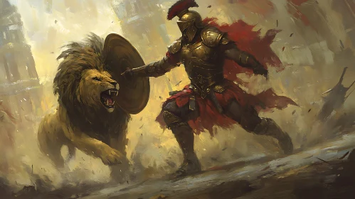 Ancient Battle: Warrior vs Lion